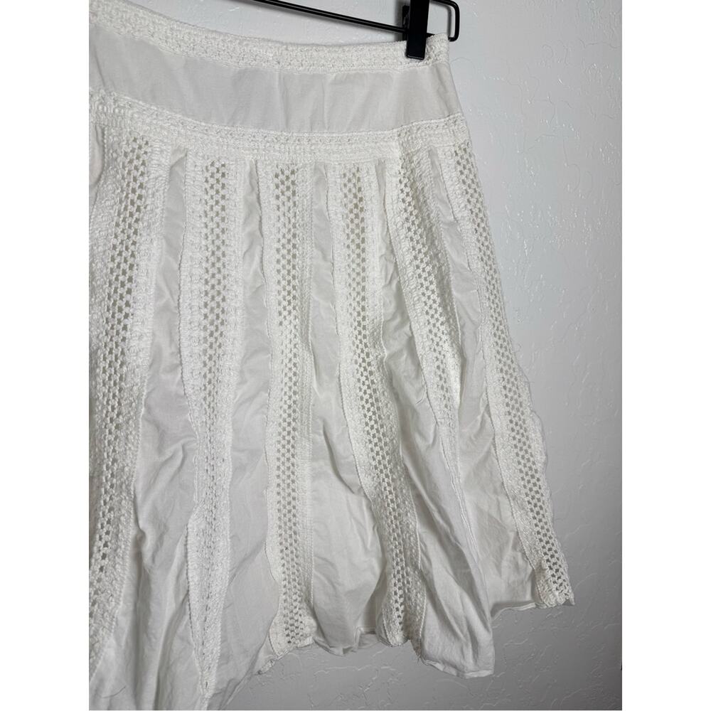 Y2K New York & Company White Open Knit Crochet Skater A-line Skirt - Picture 4 of 13